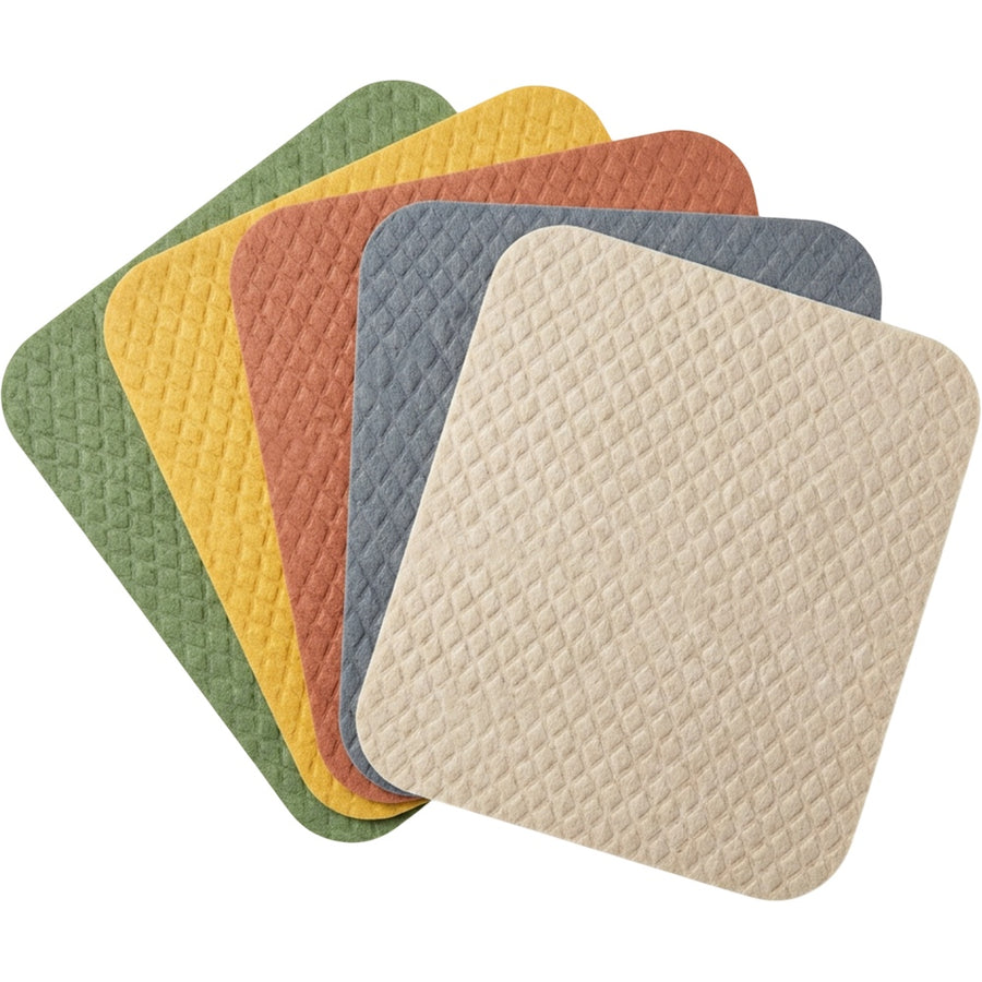 Ytkbd Diamond-Embossed Cellulose-Cotton Sponge Cloth Set of 5 Muted Colors