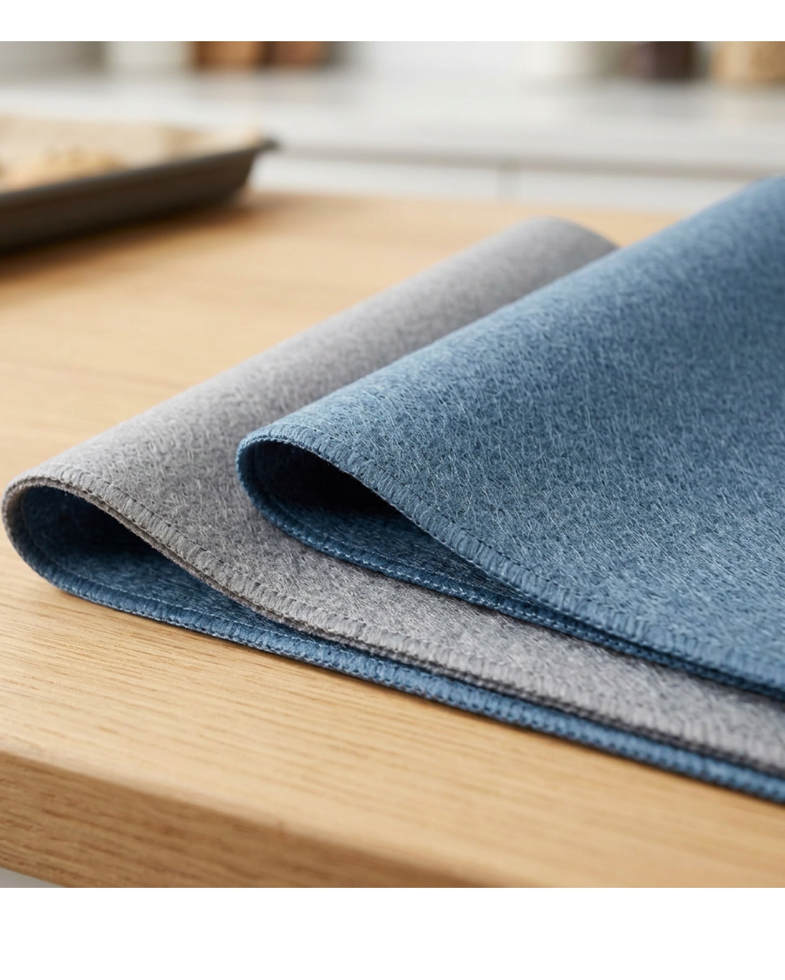 Ytkbd Needle-Punched Polyester Glass Cleaning Cloth Set of 4 Blue Gray - Detail view