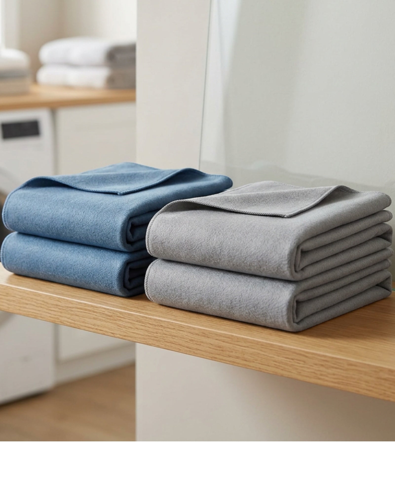 Ytkbd Needle-Punched Polyester Glass Cleaning Cloth Set of 4 Blue Gray - Lifestyle view