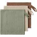 Ytkbd Ribbed Linen-Cotton Cleaning Cloth Set of 3 Sage Oat Clay - Product view